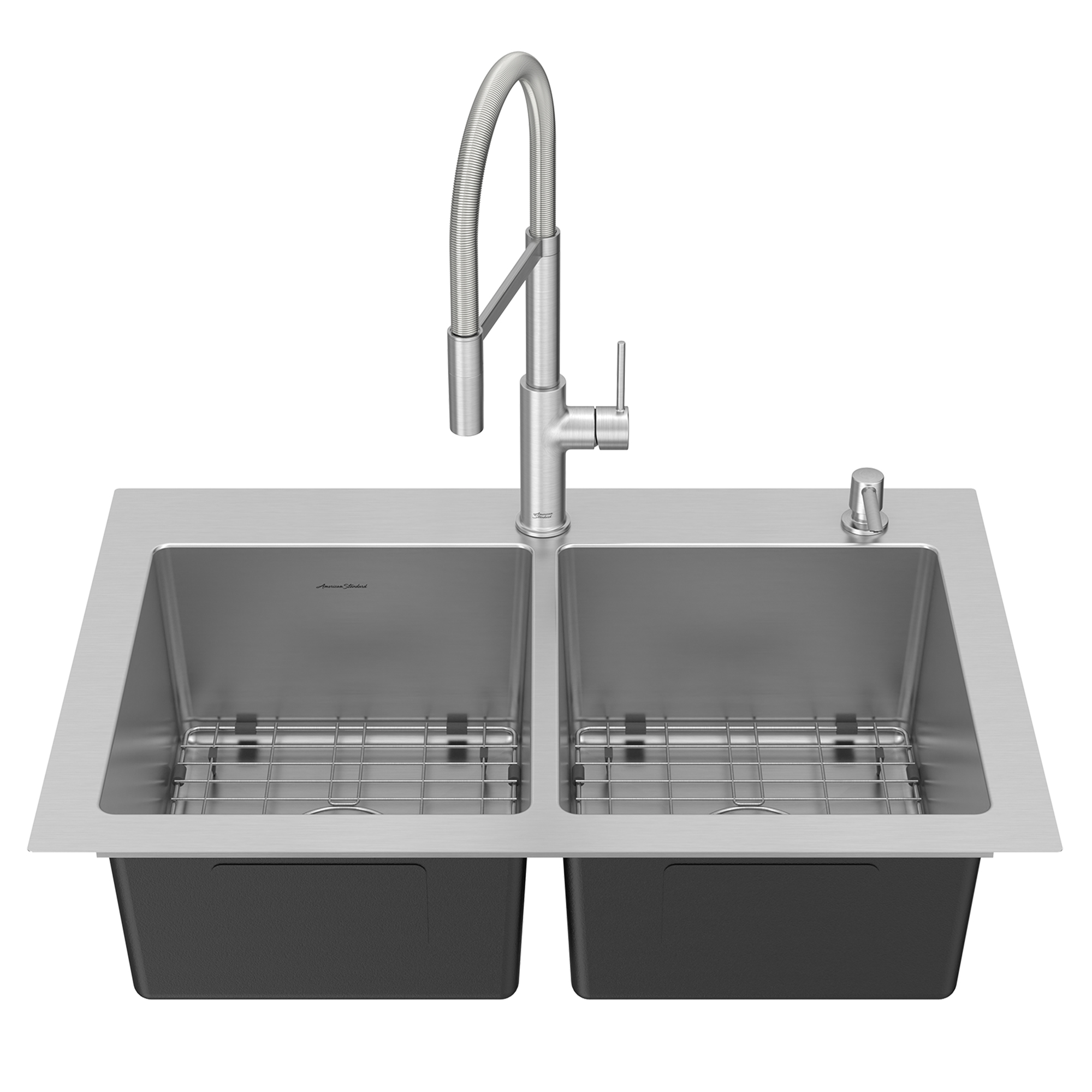 Tamarind® 33 x 22Inch Stainless Steel DoubleBowl 1Hole Kitchen Sink and Faucet